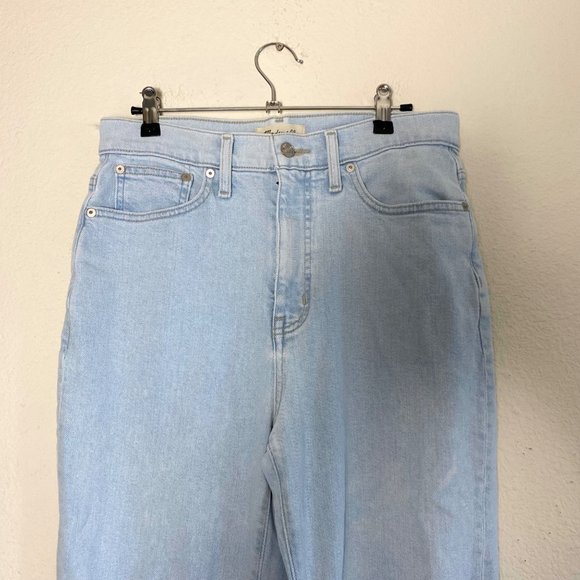 Madewell The Momjean Harman Wash High Rise Raw Hem Light Blue Distressed 28 - Picture 6 of 10